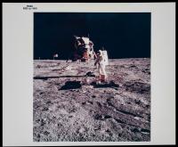 Apollo 11: Vintage Chromogenic Print "Buzz Aldrin Deploying a Seismic Sensor" Black Serial Number, Blank on Verso, "A Kodak Pape