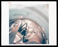 Apollo 11: Vintage Chromogenic Print "Astronaut in LM Tunnel" Red Serial Number, Blank on Verso, "A Kodak Paper".