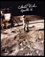 Apollo 16 Charlie Duke Saluting Signed Photo