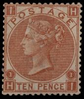 Great Britain, 1867, Queen Victoria, 10d Red Brown, Spray of Rose Watermark, Unused. Scott 53. SG 112