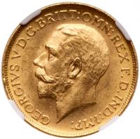 George V (1910-36), gold Sovereign, 1912 S, Sydney Mint. NGC MS64.