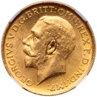 George V (1910-36), gold Sovereign, 1915-S, Sydney Mint. NGC MS63.