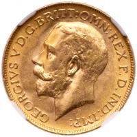 George V (1910-36), gold Sovereign, 1919P, Perth Mint. NGC MS63.