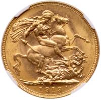 George V (1910-36), gold Sovereign, 1919P, Perth Mint. NGC MS63. - 2