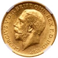 George V (1910-36), gold Sovereign, 1924 S, Sydney Mint. NGC MS63.