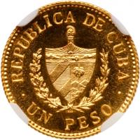 Republic. Gold Proof Peso, 1915