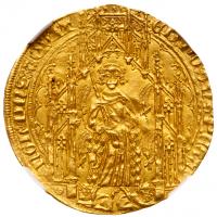 Edward the Black Prince, Prince of Aquitaine (1362-72). Gold Pavillon d'Or, or Noble Guyennois Ã  la rose