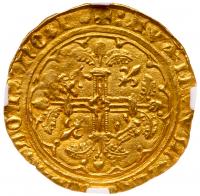 Anglo-Gallic, Richard II, as Duke of Aquitaine (1377-90), gold Hardi d'Or. NGC M - 2