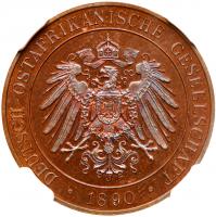 German East Africa. Wilhelm II (1888-1918). Bronze Proof Pesa, 1890