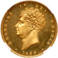 George IV (1820-30), gold proof Two Pounds, 1826. NGC as PF64 ULTRA CAMEO.