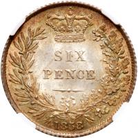 Victoria (1837-1901). Silver Sixpence, 1858/6 - 2