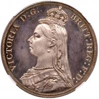 Victoria (1837-1901), silver proof Crown, 1887. NGC PF64 CAMEO.