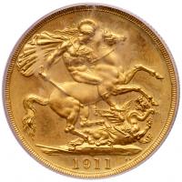 George V (1910-36), gold proof Two Pounds, 1911. PCGS PR64. - 2