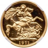 George V (1910-36), gold proof Two Pounds, 1911. NGC PF63 CAMEO. - 2