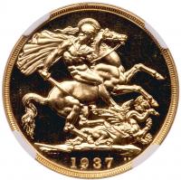 George VI (1936-52), gold proof Two Pounds, 1937. NGC PF64. - 2