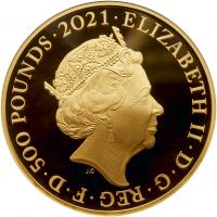 Elizabeth II (1952 -). Gold Proof Three Graces, Ten Ounces of Five Hundred Pounds, 2021