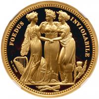 Elizabeth II (1952 -). Gold Proof Three Graces, Two Ounces of Two Hundred Pounds, 2020 - 2