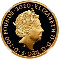 Elizabeth II (1952 -). Gold Proof James Bond, Two Ounces of Two Hundred Pounds, 2020