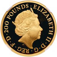 Elizabeth II (1952 -). Gold Proof Queen's Beast Completer coin, Two Ounces of Two Hundred Pounds, 2021