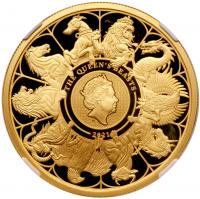 Elizabeth II (1952 -). Gold Proof Queen's Beast Completer coin, Two Ounces of Two Hundred Pounds, 2021 - 2