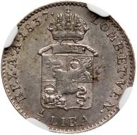 Lombardy-Venetia. Ferdinand I (1835-1848). Silver Â¼ Lira, 1837-V - 2