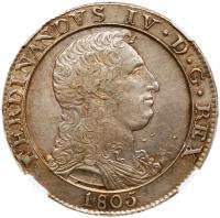 Italian States: Naples. 120 Grana, 1805-LD NGC AU58