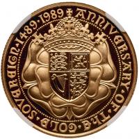 Elizabeth II (1952 -), gold proof Two Pounds, 1989, 500th anniversary of the Sov - 2