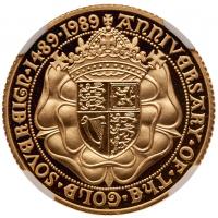 Elizabeth II (1952 -), gold proof Sovereign, 1989, 500th anniversary of the Sove - 2