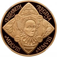 Elizabeth II (1952 -), gold proof Five Pounds, 2008, 450 years since the Accessi - 2