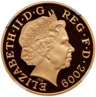 Elizabeth II (1952 -), gold proof Five Pounds, 2009, 500th anniversary of the Ac