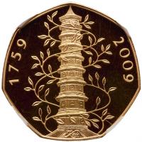 Elizabeth II (1952 -), gold proof Fifty-Pence, 2009, Royal Botanical Gardens in - 2