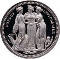 Elizabeth II (1952 -). Silver Proof Three Graces, Two Ounces of Five Pounds, 2020 - 2