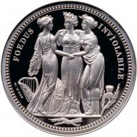 Elizabeth II (1952 -). Silver Proof, Three Graces, Two Ounces of Five Pounds, 2020 - 2