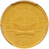 Papua New Guinea, Matte gold proof 100 Kina, 2020. PCGS PR70. - 2