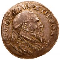 Papel States. Rome. Gregory XIII (1572-1585). Silver Testone, undated