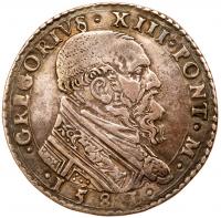 Papel States. Ancona. Gregory XIII (1572-1585). Silver Testone, 1581