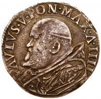 Papel States. Rome. Paul V (1605-1621). Silver Testone, Year 4 1609, Anno IIII