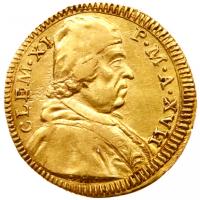 Papel States. Rome. Clement XI (1700-1721). Gold Â½ Scudo d'oro, Year 17 1716