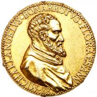 Michelangelo Buonarroti. Artist (1475-1564). Gilt Bronze Medal, undated