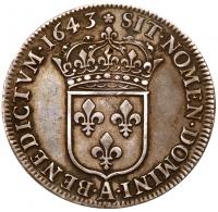 Louis XIII (1610-1643). Silver Â½ Ecu, 1643-A - 2