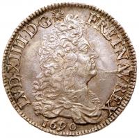 Louis XIV (1643-1715). Silver Ecu aux 8 L's, 1690-A