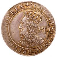 Charles I (1625-1649). Silver Sixpence, undated