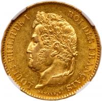 Louis Philippe (1830-1848). Gold 40 Francs, 1833-A
