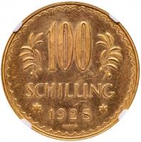 Republic. Gold 100 Schillings, 1928 - 2