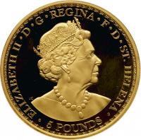 Elizabeth II (1952-). EIC. Gold Proof Two Ounces of Five Pounds, Una and the Lion, 2021