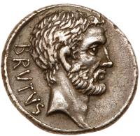 Q. Servilius Caepio Brutus. Silver Denarius (3.76 g), 54 BC