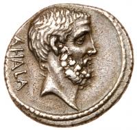 Q. Servilius Caepio Brutus. Silver Denarius (3.76 g), 54 BC - 2