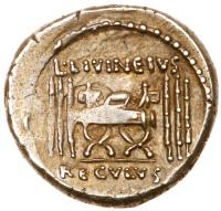 L. Livineius Regulus. Silver Denarius (4.27 g.), 42 BC - 2