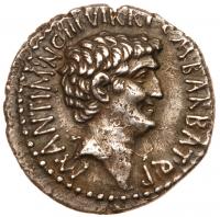 Mark Antony & Octavian. Silver Denarius (3.61 g), 41 BC