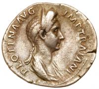Plotina, wife of Trajan. Silver Denarius (3.10 g), Augusta, AD 105-123